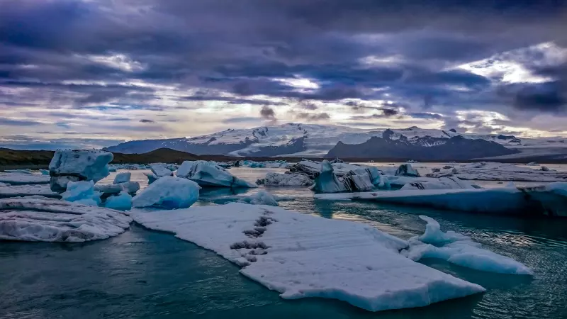Vue de Jökulsárlón depuis la plage